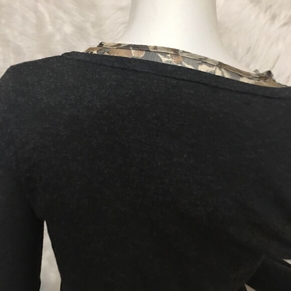 LOFT lite weight sweater with chiffon chest ruffle - Picture 4 of 6